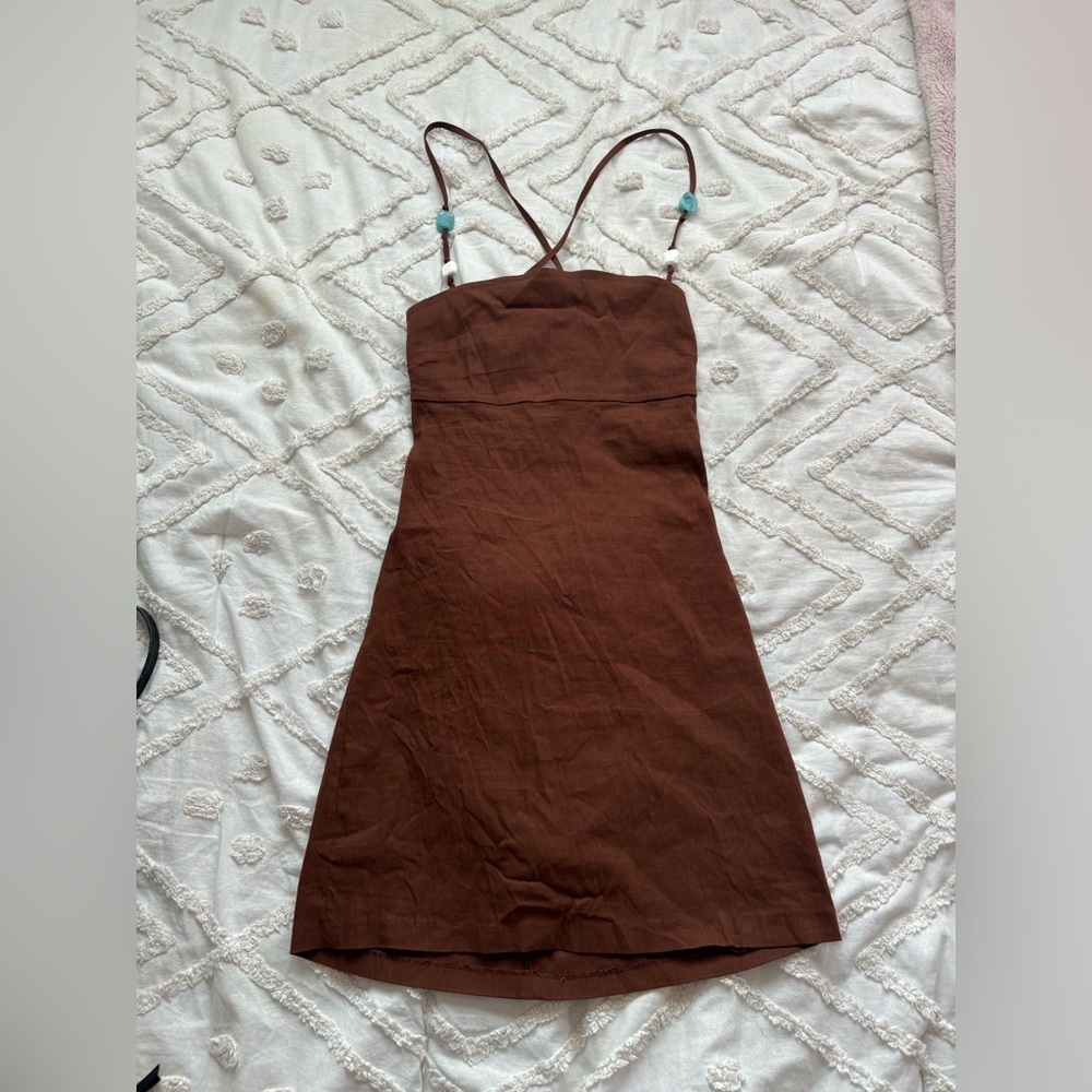 Zara linen dress with beads